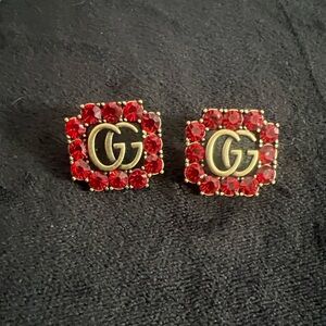 Gucci Red Crystal GG Earrings